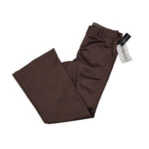 Peter Nygard Dress Pant Womens Satin Flared Leg Brown Size 8 New